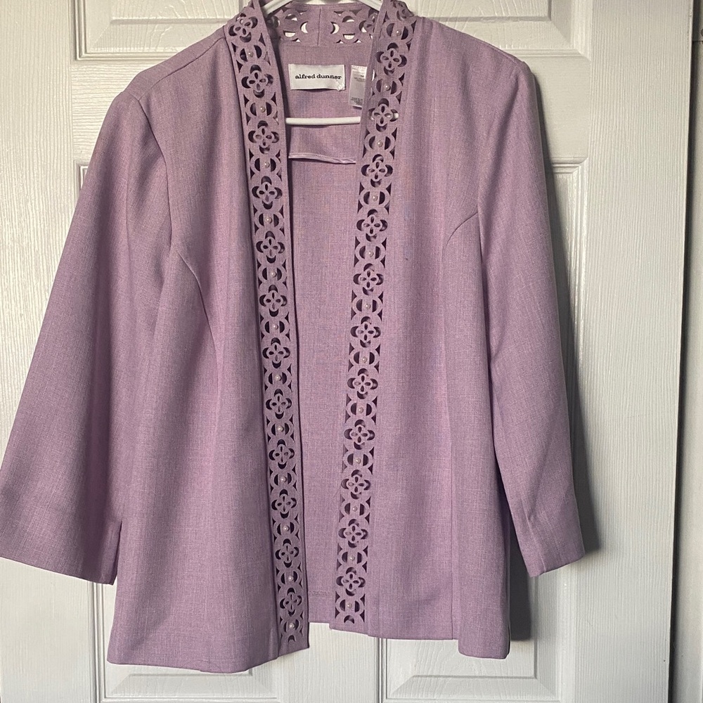 Alfred Dunner Lavender Lace-Trim Blazer
